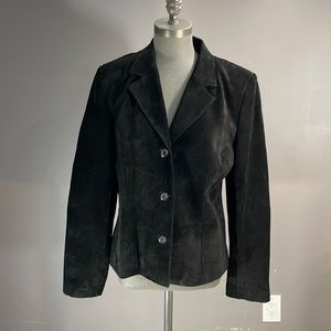 Large Danier suede leather classic black blazer. Quality staple piece. Canadian